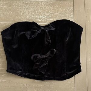 Dry Goods Black Velvet Strapless Top with Bows